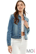 Stretched Casual Denim Jacket Medium