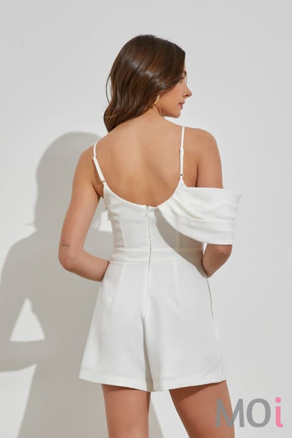 Cold Shoulder Romper Off White