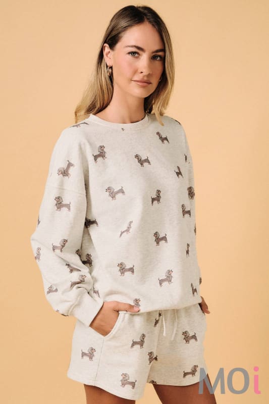 Weenie Dog All Over Print Crew Neck Sweatshirt