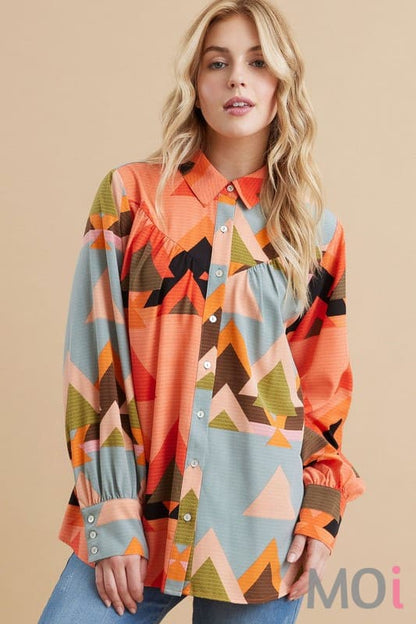 Collared Geometric Top