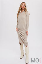 Hoodie Sweater Shift Dress Oatmeal