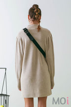 Mock Neck Sweater Dress Khaki