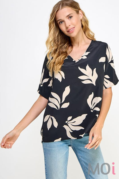 Relaxed Fit Print Blouse Black