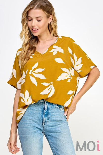 Relaxed Fit Print Blouse Dijon