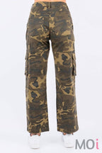 HIGH WAIST CARGO PANTS WITH POCKETS