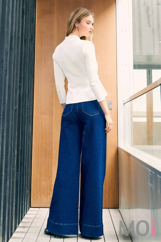 Wide Leg Jeans With Center Release Pintuck