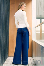 Wide Leg Jeans With Center Release Pintuck