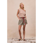 Braided Belt Leopard Shorts