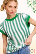 Nautical Cap Sleeve Striped Top