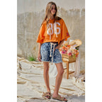 Polka Dot Printed Denim Shorts With Belt
