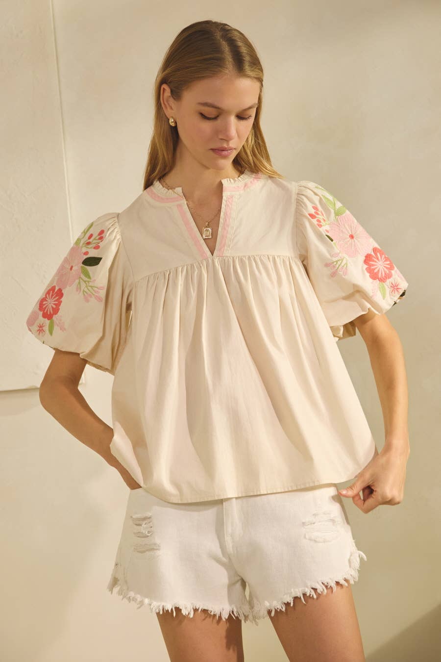 Solid Poplin Top