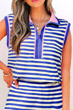 Striped Sleeveless Polo
