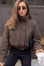 Oversized Polka Dot High Neck Zip-Up Jacket