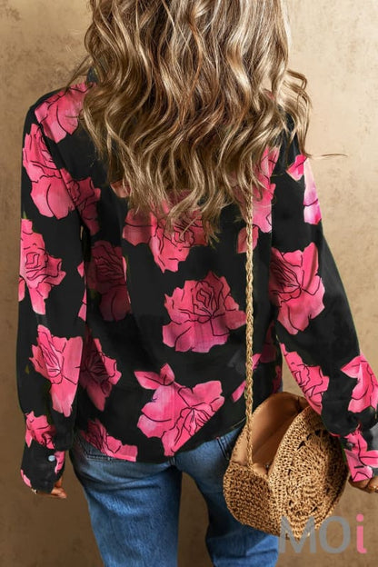Floral Pleated Puff Sleeve Shirt