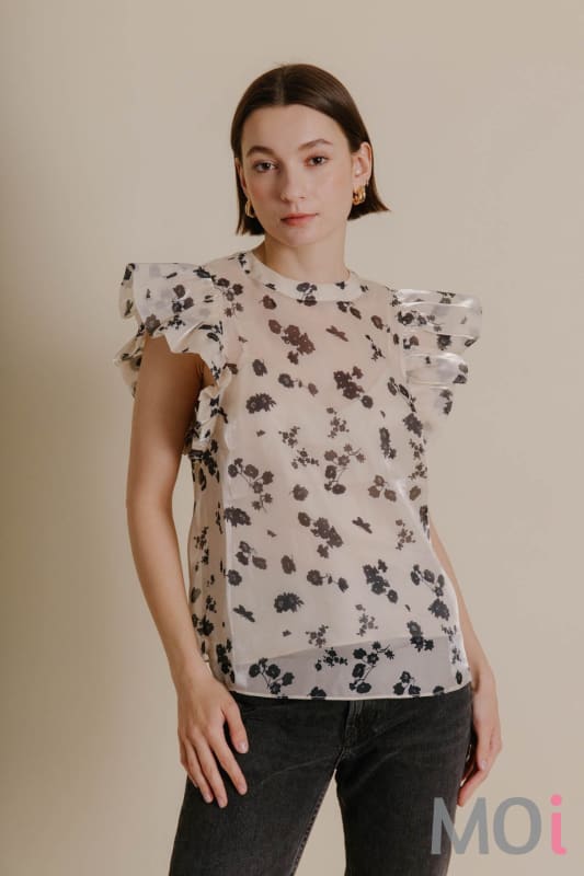 Floral Organza Top With Cami