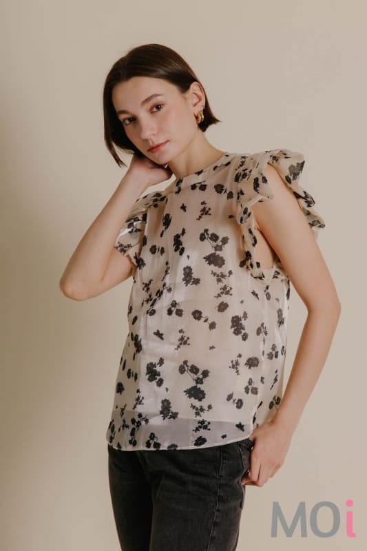 Floral Organza Top With Cami