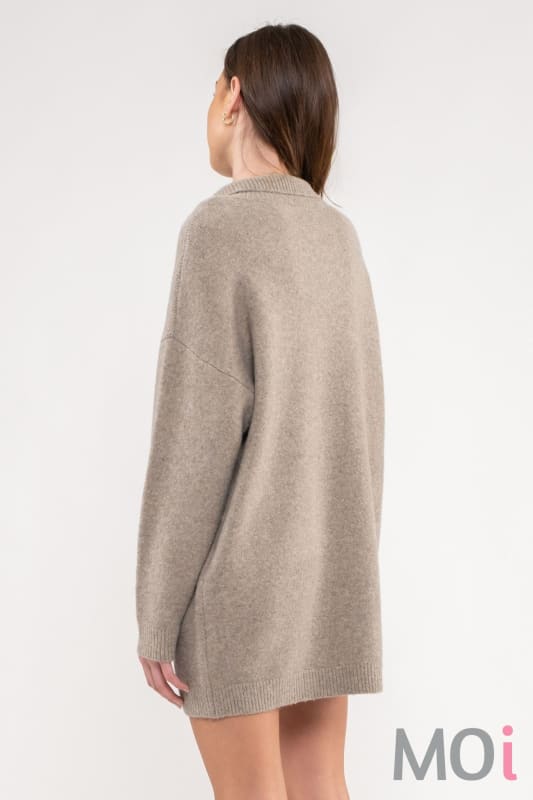 Collared Drop Shoulder Sweater Dress