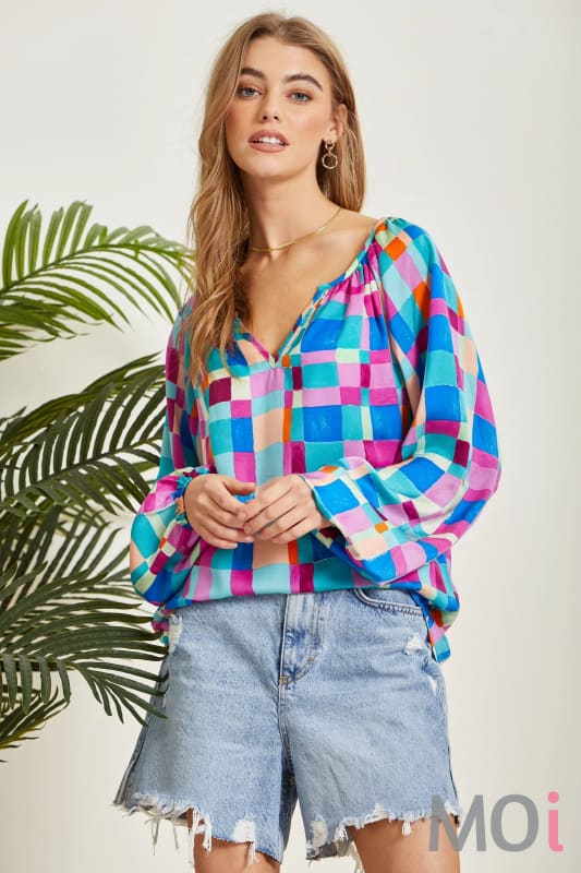 Multi-Colored Tunic Blouse