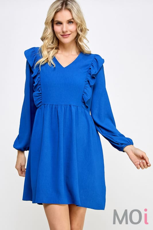 Solid Baby Doll Dress Blue