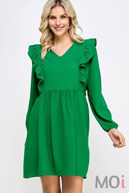 Solid Baby Doll Dress Kelly Green