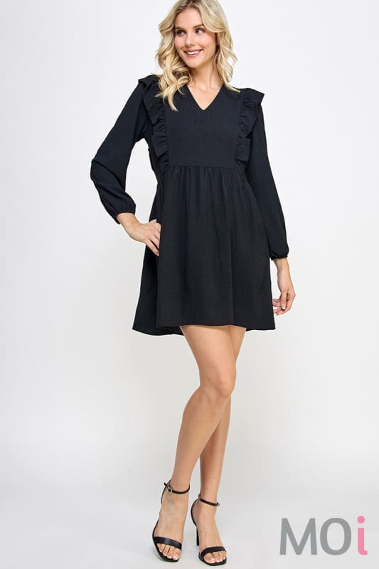 Solid Baby Doll Dress Black