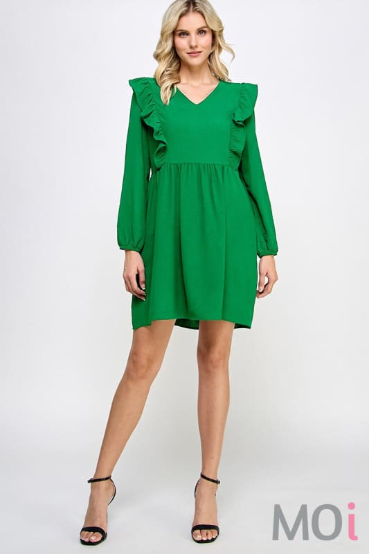 Solid Baby Doll Dress Kelly Green