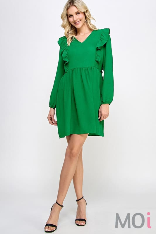 Solid Baby Doll Dress Kelly Green