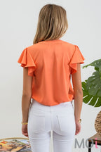 Pleated Flutter Sleeve Top Several Colors