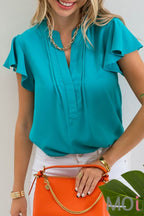 Pleated Flutter Sleeve Top Several Colors