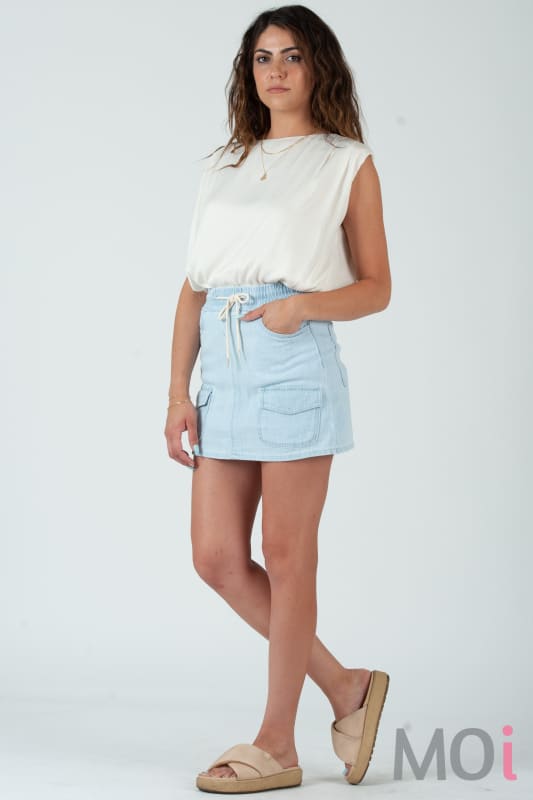 Parker Denim Pull On Skirt Mist Denim