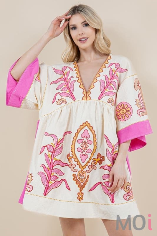 Floral Embroidery Detail Dress