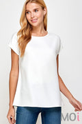 Cap Sleeve Basic Top Off White