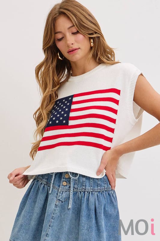 Stars and Stripe Knit Sweater Top