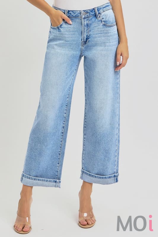 High Rise Ankle Boyfriend Cuffed Jeans