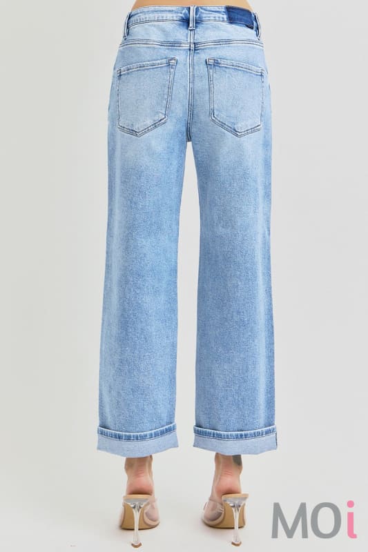 High Rise Ankle Boyfriend Cuffed Jeans