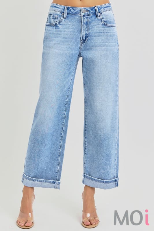 High Rise Ankle Boyfriend Cuffed Jeans