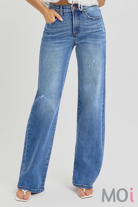 Tummy Control High Rise Wide Leg Jeans