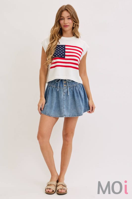 Stars and Stripe Knit Sweater Top