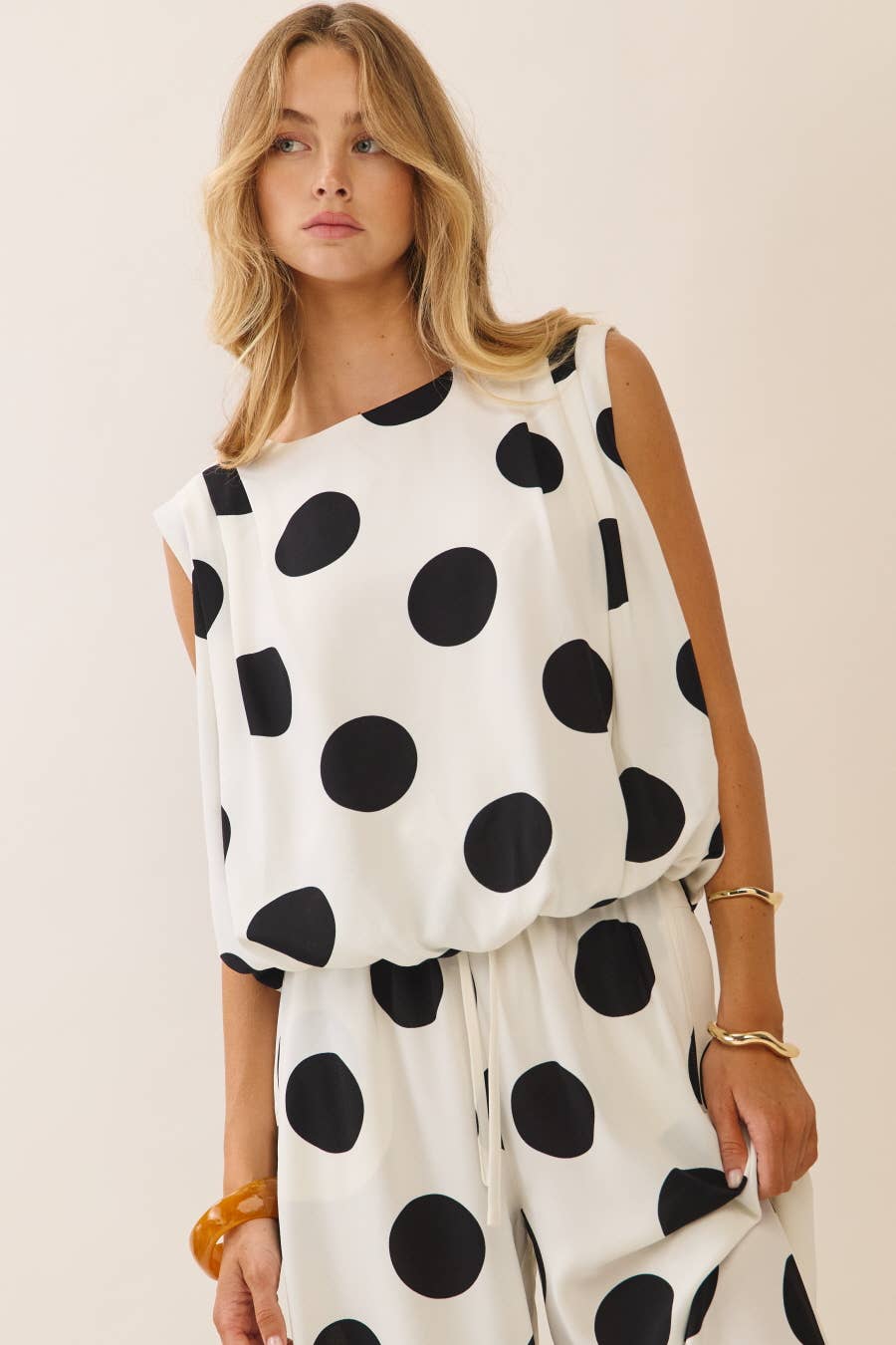 Polka Dot Pintuck top
