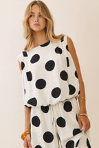 Polka Dot Pintuck top