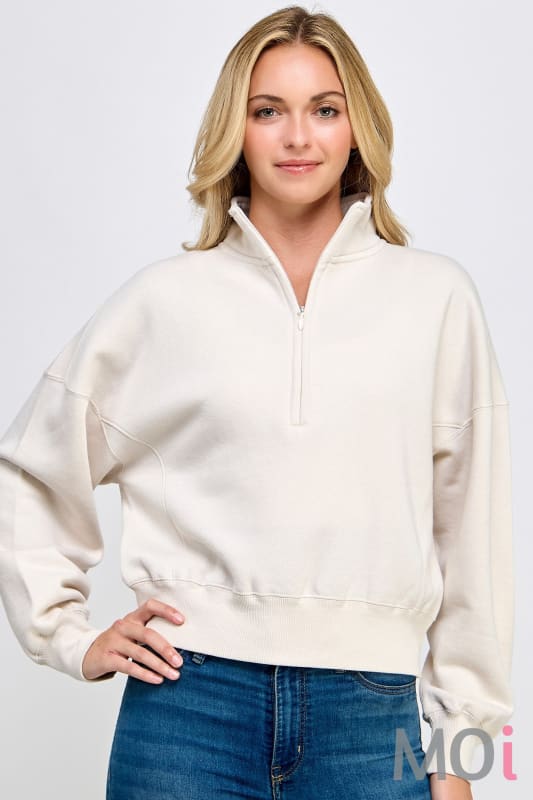 Fleece Half Zip Mock Neck Sweatshirt