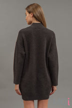 Color Block Mock Neck Sweater Dress