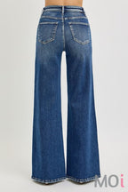 High Rise Wide Front Yoke Detailed Jeans