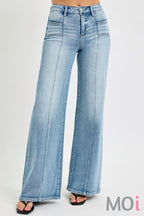 Mid Rise Wide Jeans Front Patch Pocket