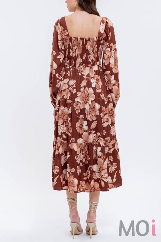 Floral Smocked Long Sleeve Dress