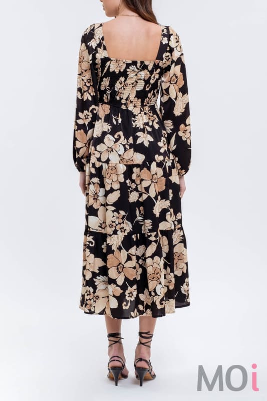 Floral Smocked Long Sleeve Dress