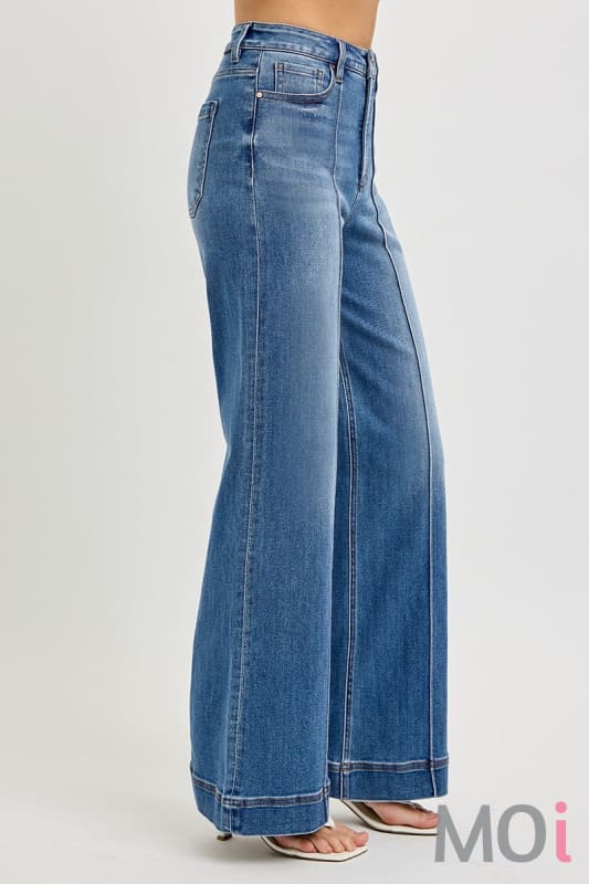 Tummy Control High Rise Ankle Wide Pintuck