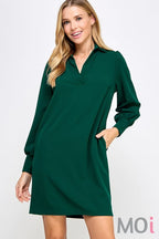 Solid Collared Dress