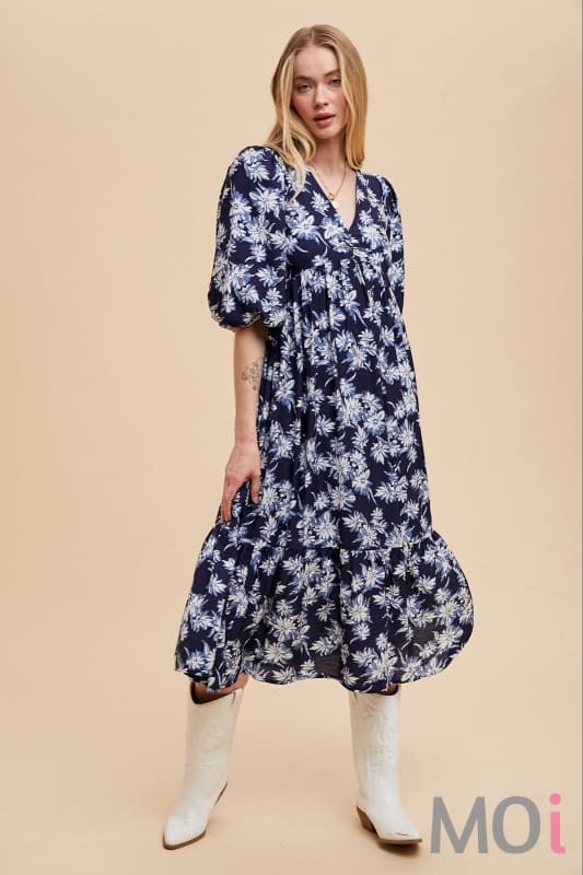 V-Neck Floral Dress