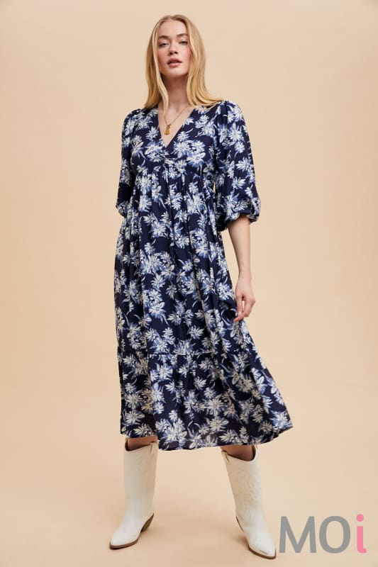 V-Neck Floral Dress